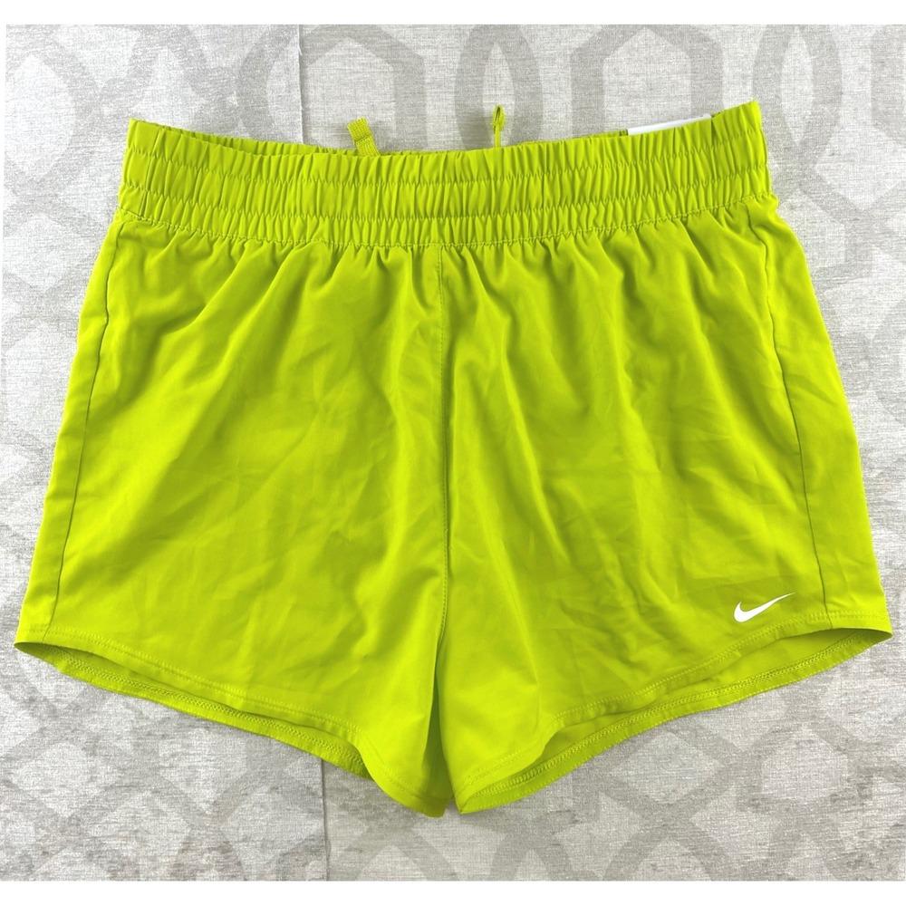 Nike Dri Fit Kids Girls Neon Yellow Athletic Shorts Size XL DX4967-308